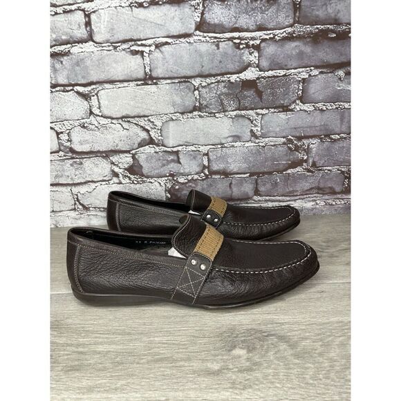 Donald J. Pliner Brown Leather Slip On Casual Driving Shoes Men’s Sz 11M US/44EU - Picture 1 of 16